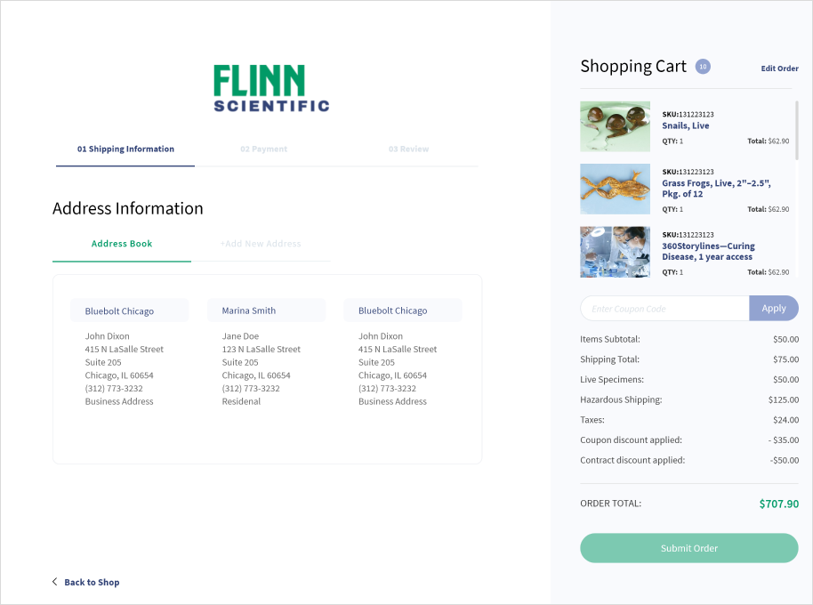 Flinn Scientific Order Checkout
