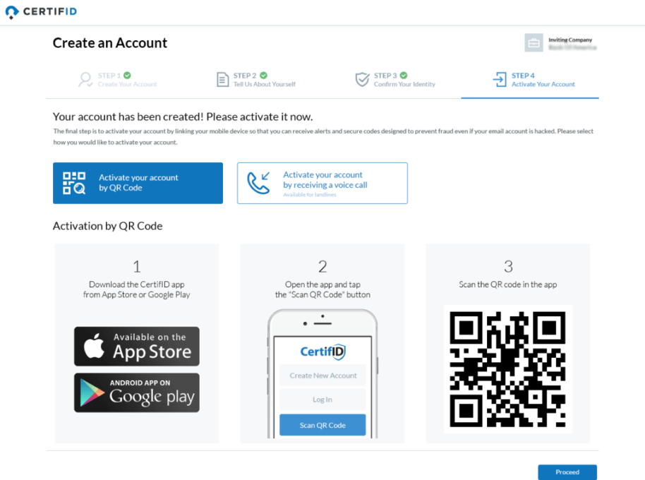 CertifID Account Activation via QR Code