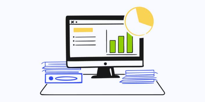 erformance Testing Tools - Desktop computer running web performance reporting using performance testing tool