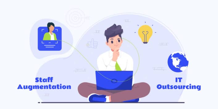 Staff Augmentation Vs IT Outsourcing - Business owner deciding which outsourcing model to choose for his business