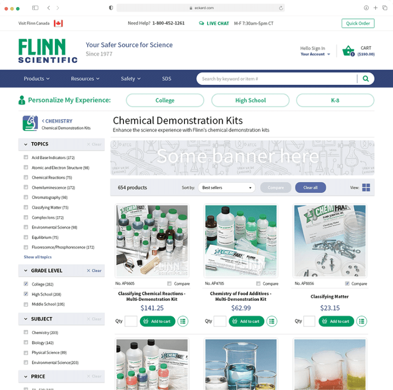Flinn Web - eCommerce for Scientific Supplies - Web Portal / Mobile App by BIT Studios