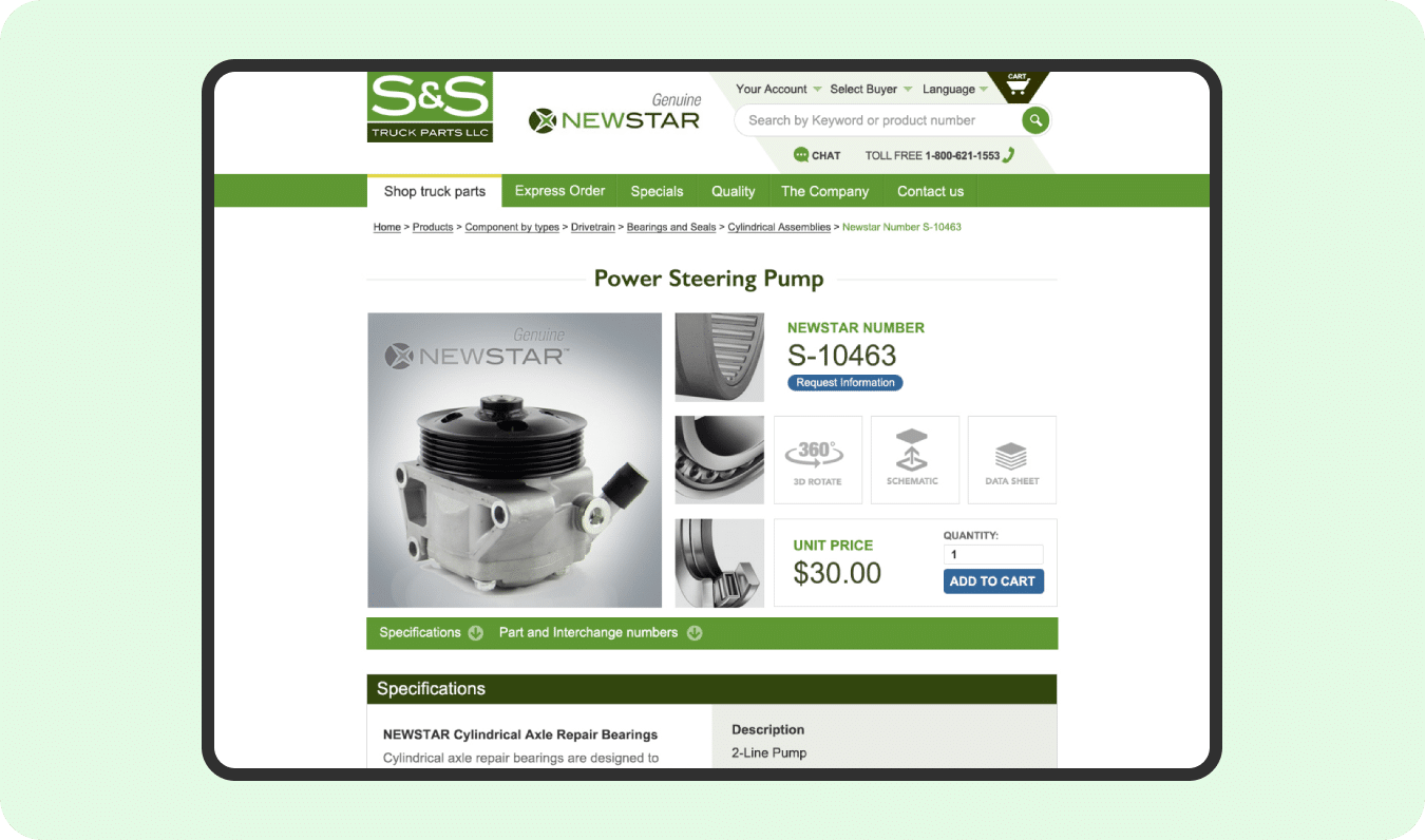 Episerver B2B Truck Parts Ecommerce