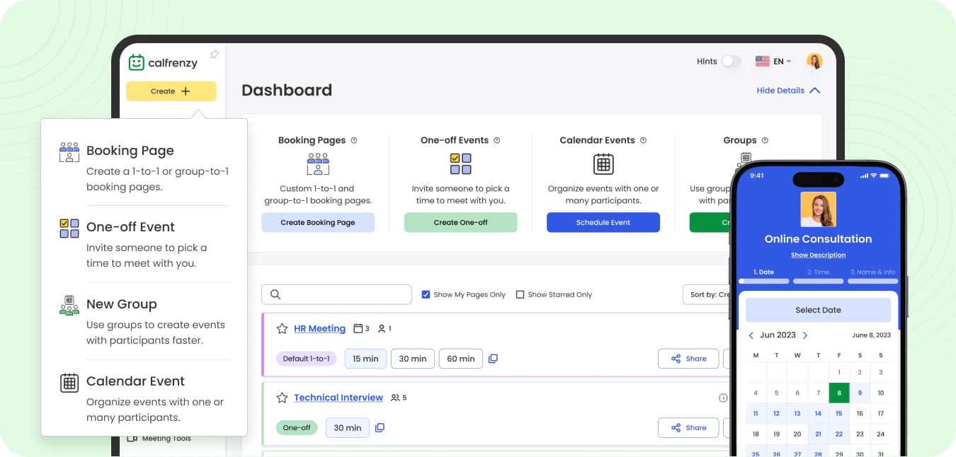 Online Appointment Scheduling Software Dashboard